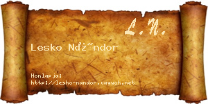 Lesko Nándor névjegykártya